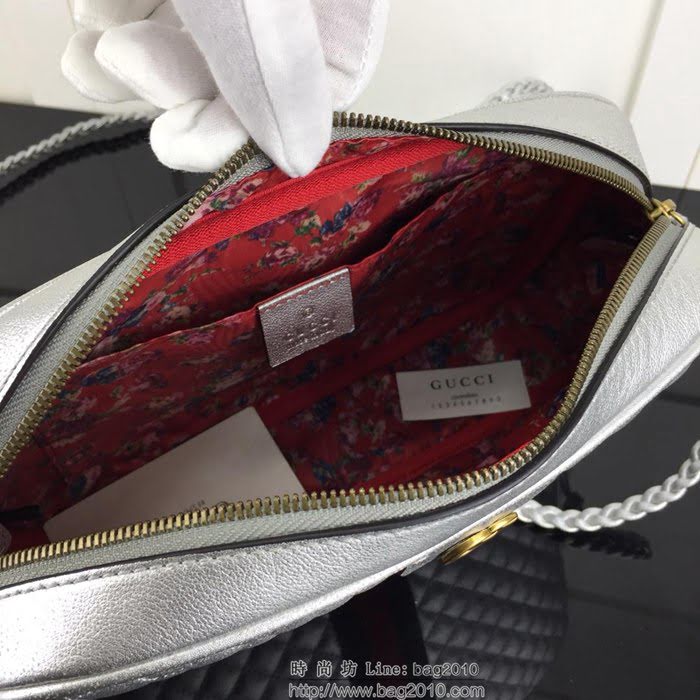 GUCCI古馳 新款 專櫃品質 原單 541051 銀色 編織帶 單肩斜挎包HY1393